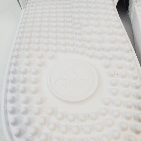 Adidas Unisex Adissage Slides Sandal White & Black Striped US Men's 17 New Pool - Picture 4 of 7